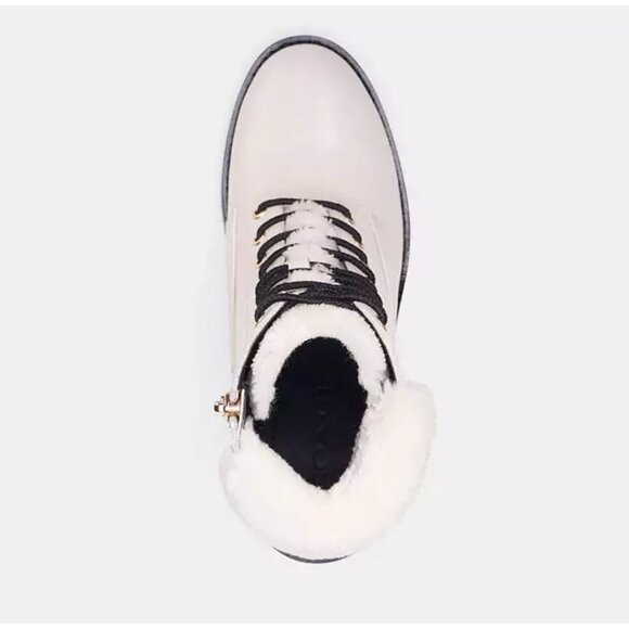 COACH Women's White Leather Jill Booties Size 8 Block Heel Winter Ankle Boots - Picture 3 of 13